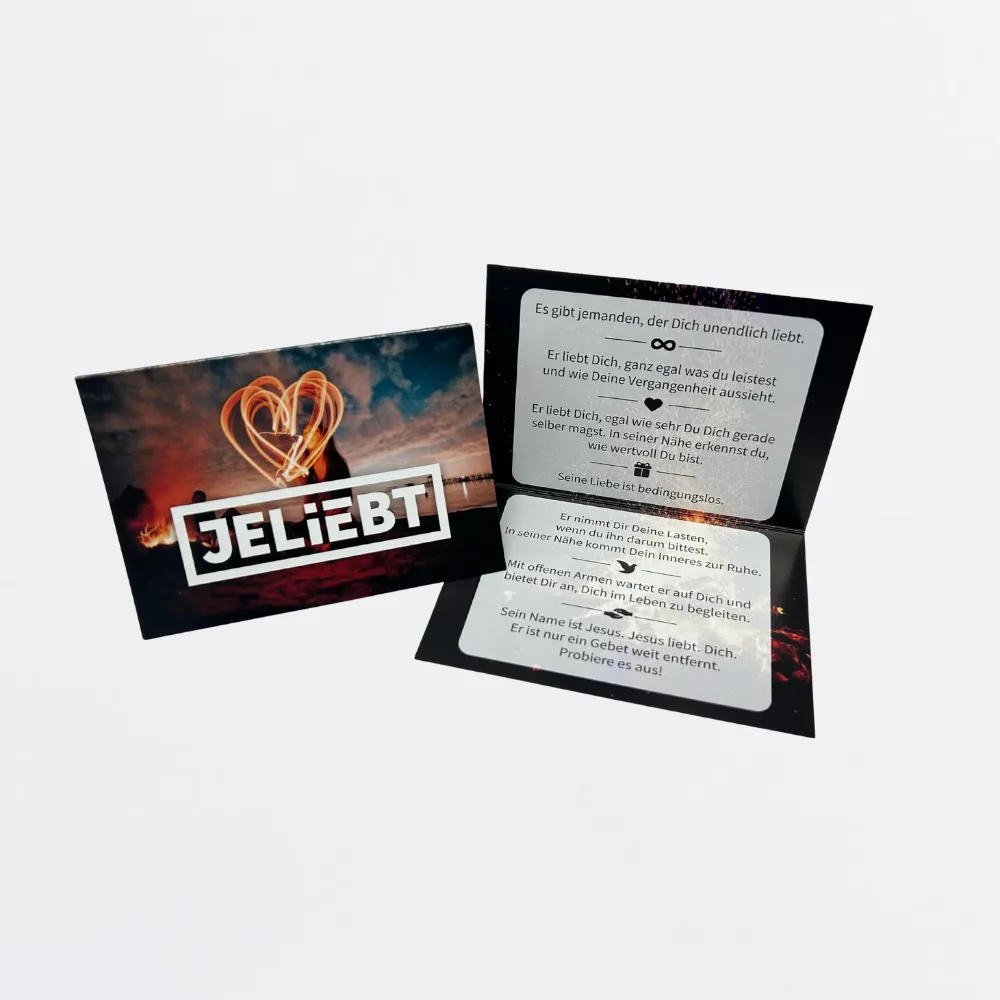 Klappkarte – Jeliebt (Standard, hochdeutsch, bayrisch)